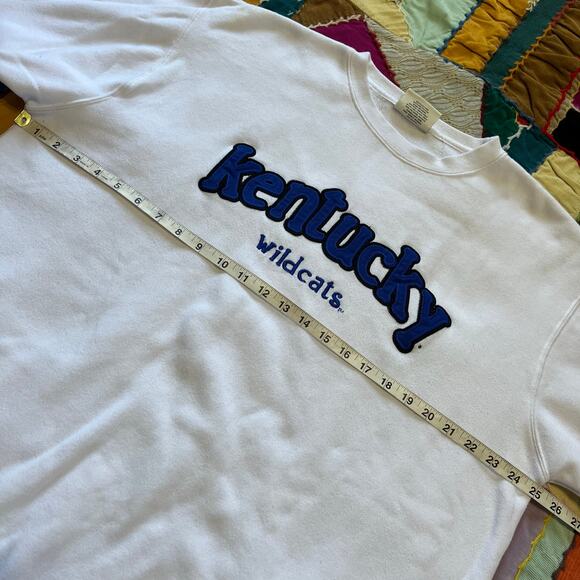 J America Kentucky Wildcats Embroidered White Crewneck Large - Picture 5 of 6
